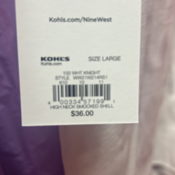 White Baby Doll Style Ladies Top NINE WEST - Picture 7 of 7